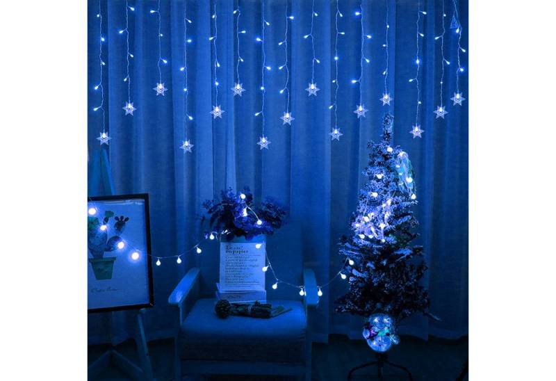 SERBASIC Lichtervorhang LED Schneeflocke Lichterkette Innen, mit 8 Modi und Speicherfunktion, Timer Weihnachtsbeleuchtung, für Außen Fenster, Hochzeit, Balkon SERBASIC Lichtervorhang LED Schneeflocke Lichterkette Innen, mit 8 Modi und Speicherfunktion, Timer Weihnachtsbeleuchtung, für Außen Fenster, Hochzeit, Balkon von SERBASIC