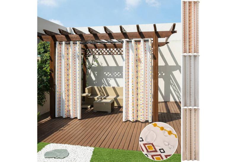 SERBASIC Outdoorvorhang 2 Stück Outdoor vorhang wetterfest mit Ösen für Pavillon/Balkon, Bohemian Sonnenschutz & Sichtschutz Terrasse Vorhänge von SERBASIC