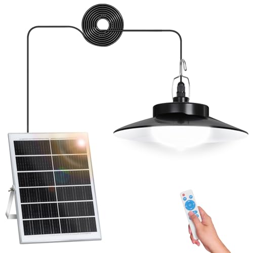SERBASIC Solarlampen für Außen Hängend mit Fernbedienung, Solar Hängelampe/Solar Lampe Dimmbare&Zeitgesteuerte Solarlampe IP65 Wasserdichte Solarleuchte Hängend mit 5m Kabel für Garten Balkon Pavillon von SERBASIC