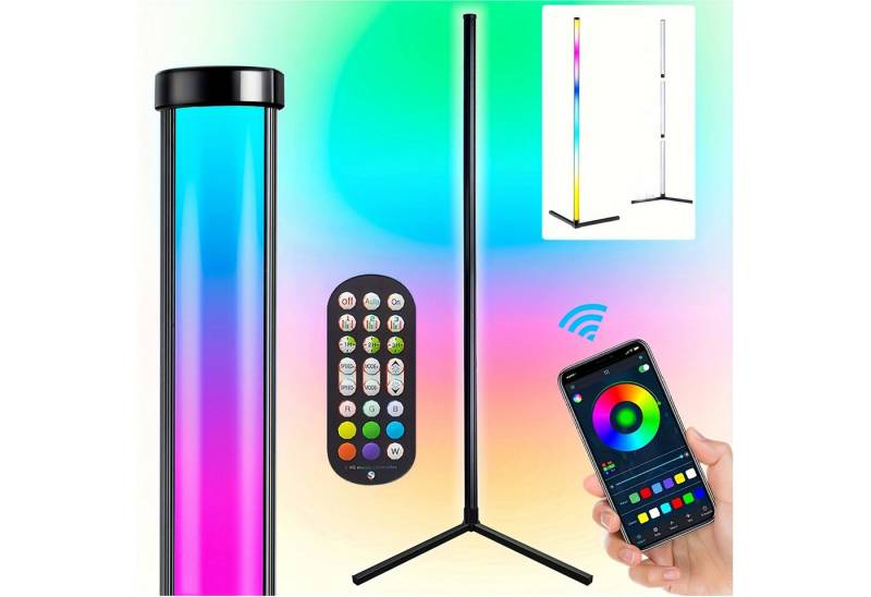 SERBASIC Stehlampe RGB LED Stehlampe Dimmbar mit APP und Fernbedienung, Höhenverstellbar, Musik Sync, DIY Stehleuchte für Wohnzimmer Schlafzimmer Gaming-Raum von SERBASIC