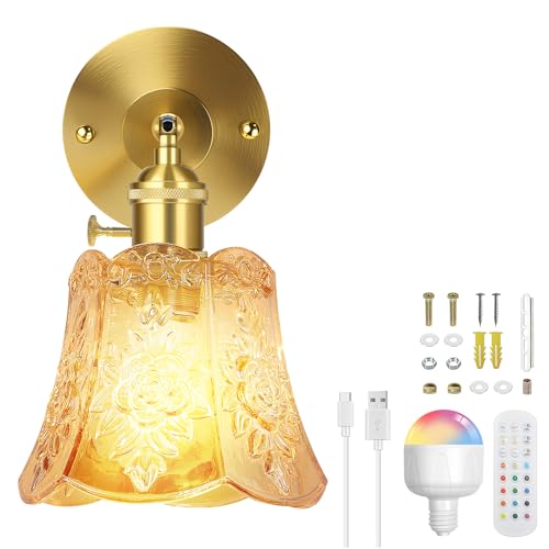 SERBASIC Vintage batteriebetriebene Wandleuchten, Innen-Wandleuchte mit abnehmbaren Glühbirnen und Fernbedienung,3 Farbtemperaturen 12 RGB, drahtlose Wandleuchten für Wohnzimmer, Schlafzimmer, Flur SERBASIC Vintage batteriebetriebene Wandleuchten, Innen-Wandleuchte mit abnehmbaren Glühbirnen und Fernbedienung,3 Farbtemperaturen 12 RGB, drahtlose Wandleuchten für Wohnzimmer, Schlafzimmer, Flur von SERBASIC