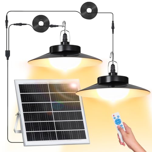 SERBASIC Solarlampen für Außen Hängend mit Fernbedienung, Solar Hängelampe/Solar Lampe Dimmbare&Zeitgesteuerte Solarlampe IP65 Wasserdichte Solarleuchte Hängend mit 5m Kabel für Garten Balkon Pavillon von SERBASIC