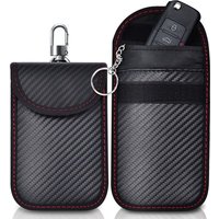 (9 x 14 cm) Anti-RFID-Signal-Faraday-Tasche, 2er-Packung Signalblockierende Taschen aus Kohlefaser für Autoschlüssel, mit 2 schwarzen von SERBIA