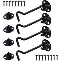 (Schwarz) 4 Stück Schiebetürschloss, Kabinenhaken 4 Zoll, Türriegel aus Edelstahl, Türhakenschloss für Scheunentor, Badezimmerfenster, Schiebetür von SERBIA