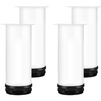 (Weiß) 20 cm verstellbares Möbelbein, 4 Stück höhenverstellbares Tischbein, Metallmöbelbein, Edelstahl-Tischbein, Möbelbein mit Schrauben, Schrank, von SERBIA