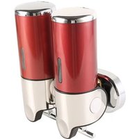 (rot) 500 ml x 2 Seifenspender zur Wandmontage, Handseifenspender mit Doppelkopf, Flüssigseifenspender für Duschgel, Shampoo für Küche, Badezimmer, von SERBIA