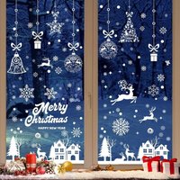 1 Set mit 9 wiederverwendbaren, weißen, statischen PVC-Aufklebern für Weihnachten, 30 x 20 cm, für Glas, Tür, Fenster, Weihnachtsdekoration mit von SERBIA