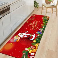 1 rote Bodenmatte (40 x 60 cm) Weihnachtsmann, dekorative Fußmatte für Heiligabend, geeignet für Schlafzimmer, Tür, Küche, Balkon (Stil 4) von SERBIA