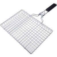 1 x Grillkorb aus Edelstahl (50 x 32 x 3,5 cm), Grillrost aus Legierung mit Holzgriff, geeignet für Gemüse, Fleisch und Fisch von SERBIA