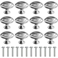 12 Stück (27 x 27 x 23 mm) silberne runde Türgriffe, Schubladengriffe, Schubladengriffe mit Schrauben für Schränke und Schreibtische von SERBIA