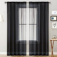 1PC Schwarze Gardinen Wohnzimmer Rod Pocket Fenster Vorhänge Panels Schlafzimmer Semi Sheer Voile Vorhänge von SERBIA