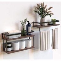 2-stöckige und 1-stöckige schwebende Wandregale (2er-Set) mit Metallrahmen, für Badezimmer, Küche und Schlafzimmer, mit Papierhandtuchhalter und von SERBIA
