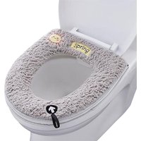2-teiliges Set (43 x 37 cm) grauer Toilettensitz zum Ausklappen, weicher und waschbarer Toilettensitz, passend für die meisten Toilettentypen von SERBIA