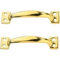 2er-Pack Retro-Scheunentorgriffe für Küchenschränke, Lochmitte zu Lochmitte: 82 mm, Goldeisen von SERBIA