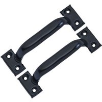 2er-Pack Vintage-Scheunentorgriffe für Küchenschränke, Lochmitten: 101 mm, schwarzes Eisen von SERBIA