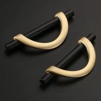 2er-Pack glänzende schwarze und goldene Möbelgriffe mit Schrauben, Schrankgriffe aus Zinklegierung, geeignet für Schreibtische und Schubladen, von SERBIA