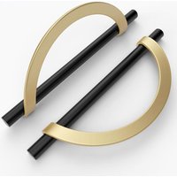 2er-Pack glänzende schwarze und goldene Möbelgriffe mit Schrauben. Schrankgriffe aus Zinklegierung. Geeignet für Schreibtische und Schubladen. von SERBIA