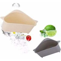 2er-Set Küchenspülen-Siebkörbe, Eckspülen-Siebkörbe, multifunktionale, bohrfreie Spülenkörbe mit Saugnapf zur Eckbefestigung (1 weißer + 1 grauer) von SERBIA