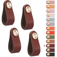 2er-Set Schranktürgriffe aus Leder und Messing, Burgunderrot, Länge 65 mm, Schubladengriffe mit Schrauben, passend für Kleiderschränke von SERBIA