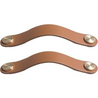 2er-Set Schranktürgriffe aus Messing und braunem Leder, 130 mm lang, mit Schrauben für Schränke von SERBIA