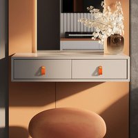 2er-Set Schranktürgriffe aus Messing und orangefarbenem Leder, 65 mm lang, mit Schrauben, geeignet für Kleiderschränke und Küchen von SERBIA