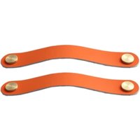 2er-Set Schranktürgriffe aus Messing und orangefarbenem Leder, Länge 160 mm, mit Schrauben, geeignet für Kleiderschränke und Küchen von SERBIA