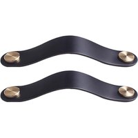 2er-Set Schranktürgriffe aus Messing und schwarzem Leder, Länge 160 mm, mit Schrauben, geeignet für Kleiderschränke und Küchen von SERBIA
