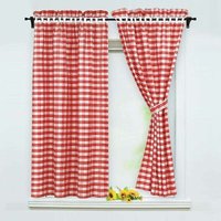 Juego de 2 cortinas opacas con 2 alzapaños, estilo rústico, poliéster, rojo, ancho x alto 80 x 120 cm Juego de 2 cortinas opacas con 2 alzapaños, estilo rústico, poliéster, rojo, ancho x alto 80 x 120 cm von SERBIA