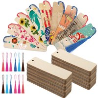 36er-Pack leere Lesezeichen aus Holz, 36 mehrfarbige Quasten, 12 x 3,2 cm, leere rechteckige Holzanhänger mit Löchern und Quasten 36er-Pack leere Lesezeichen aus Holz, 36 mehrfarbige Quasten, 12 x 3,2 cm, leere rechteckige Holzanhänger mit Löchern und Quasten von SERBIA