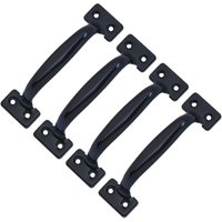 4er-Pack Retro-Scheunentorgriffe für Küchenschränke, Lochmitte zu Lochmitte: 58 mm, schwarzes Eisen von SERBIA