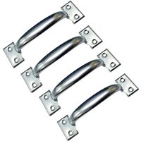4er-Pack Retro-Scheunentorgriffe für Küchenschränke, Lochmitte zu Lochmitte: 82 mm, silbernes Eisen von SERBIA