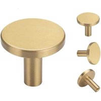 4er-Pack Wandhaken aus gebürstetem Messing, 33 mm x 20 mm, goldfarbene Handtuchhaken für Badezimmer, Garderobenständer, Handtuchhalter (rund) von SERBIA