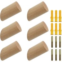 6er Set Kleiderhaken aus Holz, Naturholz, Wandhaken, 3x6cm, Buchenhaken, 45° Bügelhaken für Kleidung, Schal, Hut, Tasche – Maximale Belastung 15kg 6er Set Kleiderhaken aus Holz, Naturholz, Wandhaken, 3x6cm, Buchenhaken, 45° Bügelhaken für Kleidung, Schal, Hut, Tasche – Maximale Belastung 15kg von SERBIA