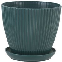 Blumentopf mit Tablett dunkelgrün 131311cm 1 Blumentopf aus verdicktem Kunststoffharz mit vertikalen Streifen von SERBIA