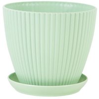 Blumentopf mit Tablett grün 998cm 1 Blumentopf aus verdicktem Kunststoffharz mit vertikalen Streifen von SERBIA