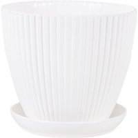 Blumentopf mit Tablett weiß 131311cm 1 Blumentopf aus verdicktem Kunststoffharz mit vertikalen Streifen von SERBIA