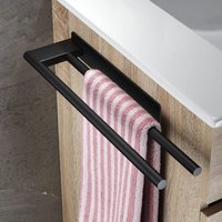 Doppelter Handtuchhalter, 39 cm, für Badezimmer, selbstklebend, zur Wandmontage, ohne Bohren, Handtuchhalter aus Edelstahl für die Küche, Schwarz von SERBIA