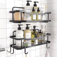 Duschregal 2er-Set – Küchen- oder Badezimmerkorb ohne Bohren – Schwarzes Wandregal für Dusche und Bad mit Zubehörhaken Duschregal 2er-Set – Küchen- oder Badezimmerkorb ohne Bohren – Schwarzes Wandregal für Dusche und Bad mit Zubehörhaken von SERBIA
