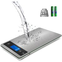 Elektronische Küchenwaage, 1 g Präzisions-Digitalwaage für Lebensmittel aus Edelstahl, 15 kg/33 lb Kapazität, große 23 x 16 cm Plattform, LCD-Display von SERBIA