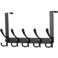 Garderobenleiste für die Tür, Türhaken aus Edelstahl, Haken zum Aufhängen über der Tür für Schlafzimmer, Badezimmer, Küchentür (Schwarz, 15 Haken) von SERBIA