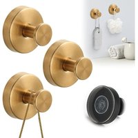 Goldener Saugnapfhaken, 6 x 6 x 4,5 cm, 3 Stück, Edelstahl, geeignet für Glas, kein Bohren erforderlich, Handtuchhaken von SERBIA