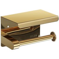 Goldfarbener Toilettenpapierhalter, Toilettenpapierhalter aus Edelstahl mit Ablage, Wandmontierter Toilettenpapierhalter für Badezimmer von SERBIA