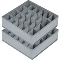 Graue Aufbewahrungsbox für Sockenschublade, 30 x 30 x 9 cm, 2er-Set, 24 Fächer. von SERBIA