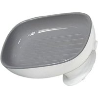 Graue Seifenschale, 8,5 x 13 x 9 cm, einfach zu montieren, aus Kunststoff, mit Saugnapf gegen Wasseransammlung, geeignet für den Einsatz im von SERBIA