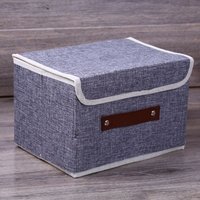 Graue faltbare Aufbewahrungsbox 38 x 25 x 25 cm, hochwertiges Baumwollleinen, dicker Karton, waschbar, 1 Stück von SERBIA