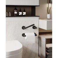 Grauer Toilettenpapierhalter 21 x 9 x 5 cm, 2 Edelstahl-Doppelsäulen-Toilettenpapierhalter, drehbar, bewegliche Wandhalterung von SERBIA