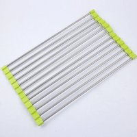 Grünes Abtropfgestell, 12 Rohre, 50 x 23 cm, 1 Küchenspülmatte, faltbares Abtropfgestell, Wasserfilter-Abtropfgestell, Edelstahl-Abtropfgestell von SERBIA