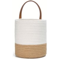 Hängekorb aus Seil in Weiß und Leinenfarbe, 16 x 18 cm. 1 kleines Baumwollseil zur Aufbewahrung von Schlüsseln, Geldbörsen und Pflanzen. Hängekorb aus Seil in Weiß und Leinenfarbe, 16 x 18 cm. 1 kleines Baumwollseil zur Aufbewahrung von Schlüsseln, Geldbörsen und Pflanzen. von SERBIA