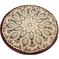 Handgemachtes rundes Tischset aus Baumwolle, Beige, 60 cm von SERBIA