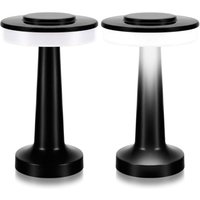 Kabellose LED-Schreibtischlampe, Mattschwarz, 12,5 x 12,5 x 20,5 cm, 2-teilig, 2 W, 3-farbig, tragbare kabellose Lampe mit Touch-Sensor von SERBIA